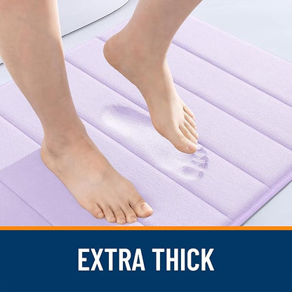 OLANLY Memory Foam Long Bathroom Rugs Runner 47x24, Super Soft Absorbent Bath Mat, Quick Dry, Machine Washable Shower Floor Rugs, Bathmat Carpet, Bathroom Home Decor Accessories, Lavender