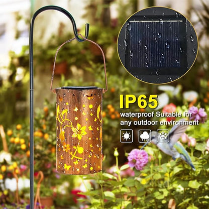 Christmas Gifts for Women, 2 Pack Solar Lanterns Outdoor Waterproof Hummingbirds Birthday Gifts for Women Mom Grandma Garden Decor Hanging LED Decorative Light for Patio Yard Lawn Gardening Gifts