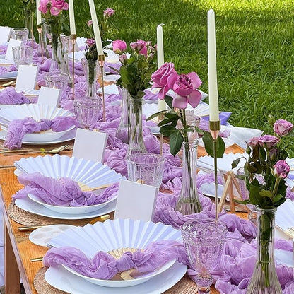 10 Pack Lavender Cheesecloth Table Runner Fall Thanksgiving 10FT Gauze Cheese Cloth Table Runner 35x120 Inch Purple Table Cloth for Wedding Bridal Shower Holiday Sheer Home Decor