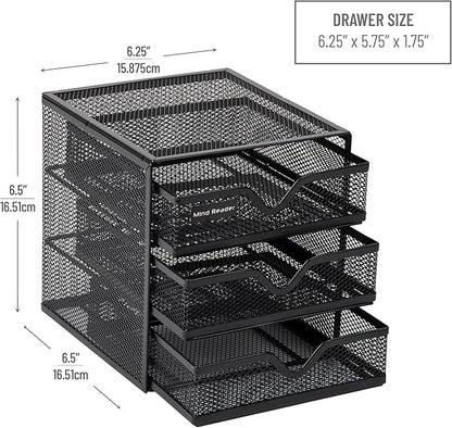 Mind Reader Desktop Accessory Storage, Desk Supplies, Organizer, Office, Metal Mesh, 6.25" L x 6.5" W x 6.5" H, Black