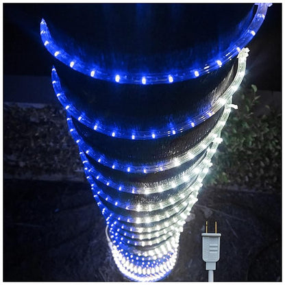 Russell Decor 20FT Rope Lights Indoor Outdoor Lighting for Christmas Snow Theme Decoration for Party Trees Patio Deck Flexible String Lights (White Blue)