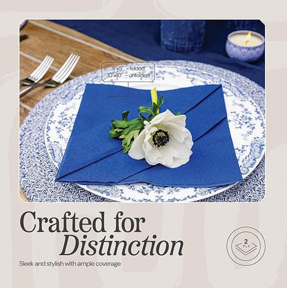 Disposable Cocktail Napkins Black Paper, 2-Ply Quilted Colored Black Napkins For Wedding, Reception, Party Or Event (200, 10" x 10")
