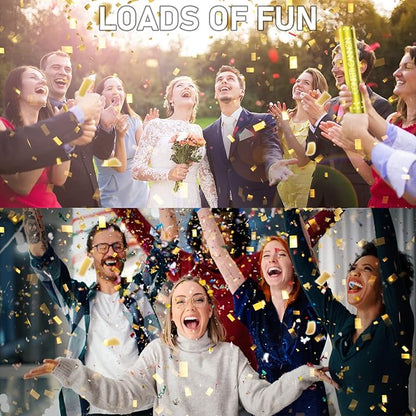 5 Packs Confetti Cannons Gold, 12 Inch Confetti Cannons Party Poppers, Gold Confetti Poppers for Graduation Wedding Birthday Parties and New Year's Eve Celebration
