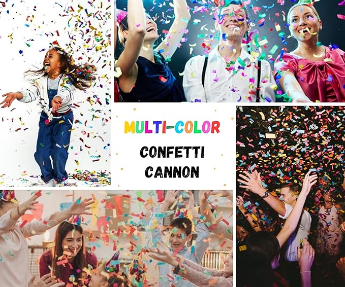 Confetti Cannon with Magic Snap - Pack of 6 Multicolor Poppers - Confetti Shooters for New Year's Eve, Birthday, Graduation, Party, Weddings - Confetti Launchers for any Celebration