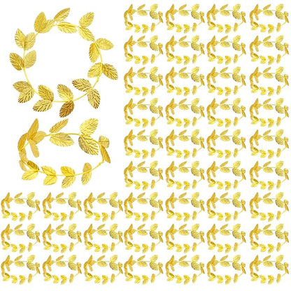24 Pieces Roman Laurel Wreath Crown, Circlet Gold Leaf Crown, Headband Laurel Crowns, Greek Goddess Headpiece, Toga Headwear Greek Goddess Accessories for Halloween Wedding Party Decoration