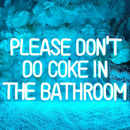 SYLHOME Please Don't Do Coke in the Bathroom Game Room Bedroom Bar Store Wall Decor Sign Birthday Christmas Party Backdrop USB 16.9"X9.2" Ice Blue