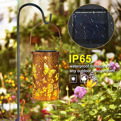 Christmas Gifts for Women, 4 Pack Butterfly Birthday Gifts for Women Mom Grandma Solar Lanterns Outdoor Waterproof Garden Decor Hanging LED Decorative Light for Patio Yard Lawn Gardening Gifts