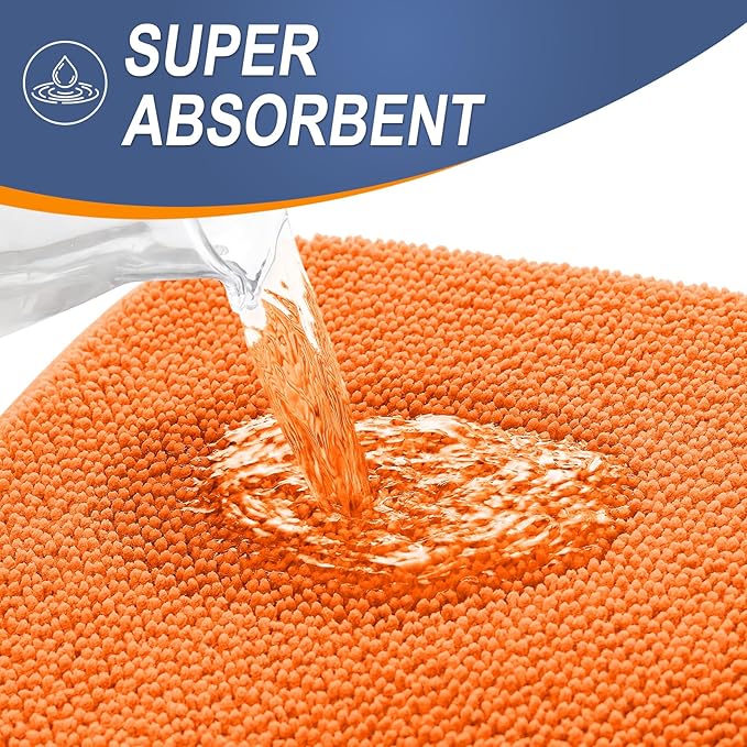 OLANLY Thick Memory Foam Bath Mat Rug 70x24, Extra Soft Absorbent Bathroom Rug, Quick Dry Bath Mats, Non-Slip, Machine Washable Carpet for Bathroom, Tub and Shower, Home Decor Accessories, Orange
