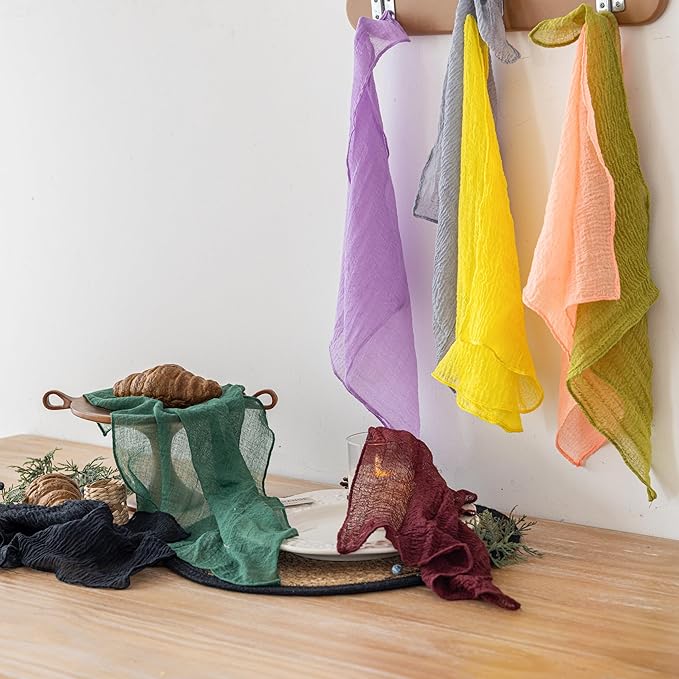 Cheesecloth Napkins 17x17 Inches Cloth Handmade Washable Reusable for Lunch Dinner Wedding Baby Bridal Shower Party Rustic Boho Decorations Bulk Set of 10 Moss Green