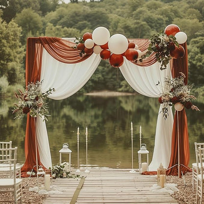 Wokceer Wedding Arch Draping Fabric Terracotta 4 Panels 28.7" x 20FT Sheer Drapes Backdrop for Ceremony, Birthday Party, Bridal Shower Decoration