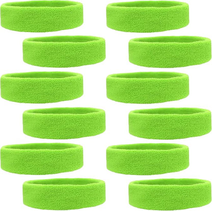 12 Sweatbands Cotton Sports Headbands Terry Cloth Moisture Wicking Athletic Basketball Headband by Kenz Laurenz