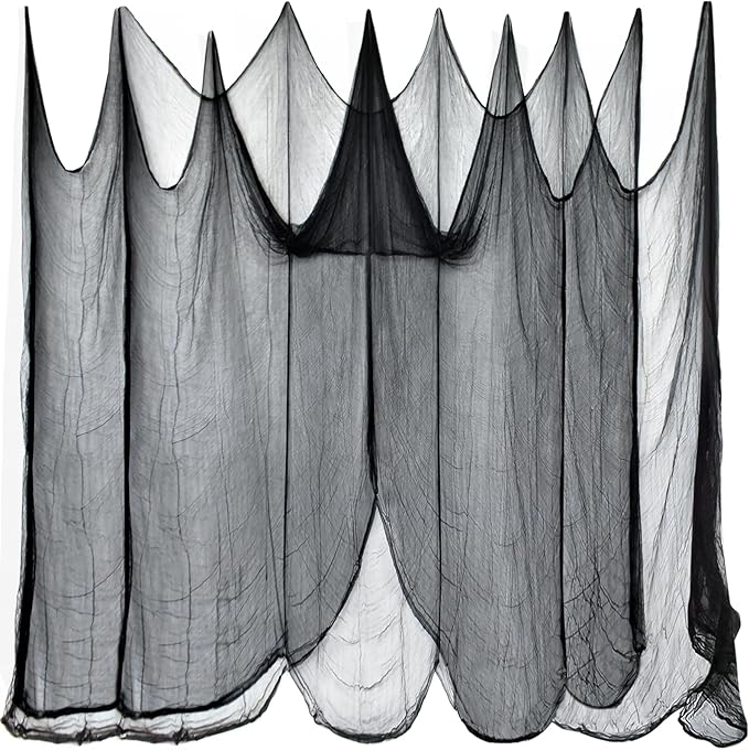 Halatool 85 X 800 in Halloween Creepy Cloth, Black Spooky Cheesecloth Scary Hanging Gauze Decor for Halloween Party Supplies Haunted Houses Windows Doorways Indoors & Outdoors