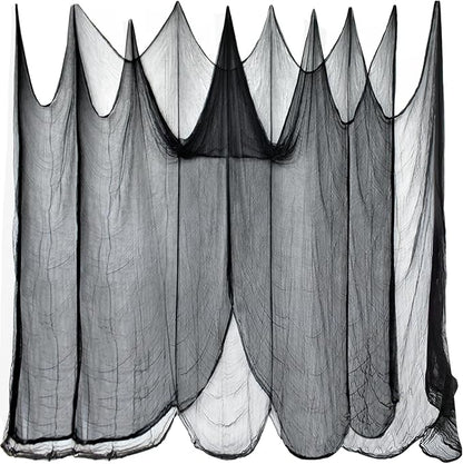 Halatool 85 X 800 in Halloween Creepy Cloth, Black Spooky Cheesecloth Scary Hanging Gauze Decor for Halloween Party Supplies Haunted Houses Windows Doorways Indoors & Outdoors