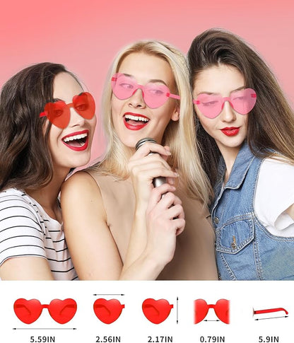 20 Pairs Heart Sunglasses for Women Bulk Transparent Heart Shaped Sunglasses Bachelorette Party Glasses Fun Glasses for Party Favor to Add A Splash of Fun And Style (20Pcs Pink+Red)