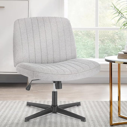 OLIXIS Criss Cross Legged Chairs Armless No Wheels Wide Seat Height Adjustable Swivel Padded Fabric Home Office Desk Seating for Bedroom, Student, Study Room