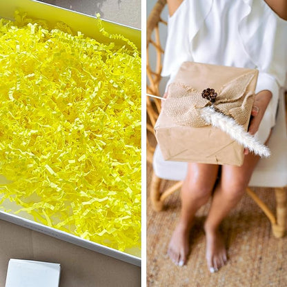 Yellow Crinkle Cut Paper Shred 2 LB Gift Basket Filler Box Stuffing