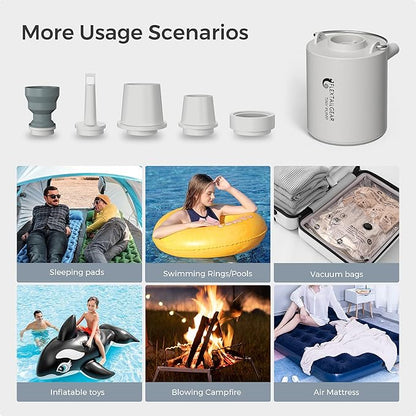 FLEXTAILGEAR Tiny and Portable Air Pump Ultra-Mini Pump with 1300mAh Battery USB Rechargeable to Inflate Deflate for Pool Floats, Air Bed, Air Mattress Swimming Ring, Vacuum Storage Bags