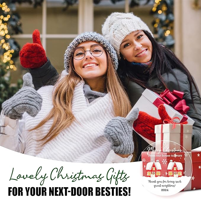 Neighbors Christmas Ornament 2024 - from Our House to Yours Christmas Tree Decoration Acrylic Ornaments - Good Neighbors Friends Birthday Gifts for Women Men Friends