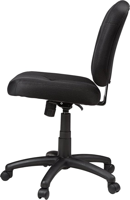 Amazon Basics Low-Back Office Desk Chair with Back Support, Adjustable Height, 360 Degree Swivel, Fabric Upholstery, Rolling, Black