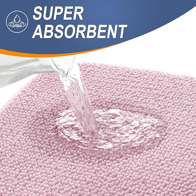 OLANLY Thick Memory Foam Bath Mat Rug 44x24, Extra Soft Absorbent Bathroom Rug, Quick Dry Bath Mats, Non-Slip, Machine Washable Carpet for Bathroom, Tub and Shower, Home Decor Accessories, Dusty Rose