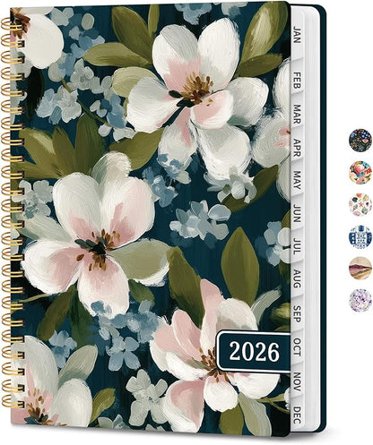2026 Planner, Weekly and Monthly Planner for Women, Jan 2026 - Dec 2026 Pretty 2026 Calendar Planner with Monthly Tabs, Inner Pocket, Spiral Binding, Perfect for Office Home School - 8.5" x 11", Bloom Whisper