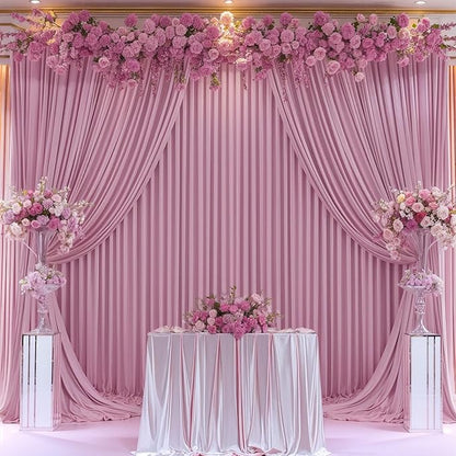 4 Panels Dusty Pink Backdrop Curtain for Parties Wedding Wrinkle Free Pink Photo Curtains Backdrop Drapes Fabric Decoration for Birthday Party Baby Shower 20ft(W) x 10ft(H)