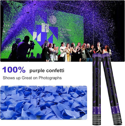 Violet Confetti Poppers, 15 Inch Purple Party Poppers, Air Powered Confetti Gun for Birthday, Wedding, Graduate Celebrations