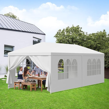 HomGarden 10'x20' Outdoor Canopy Tent Camping Gazebo Storage Shelter Pavilion Cater for Party Wedding Events BBQ w/4 Removable Enclosure Sidewalls & 2 Zippered Doorways