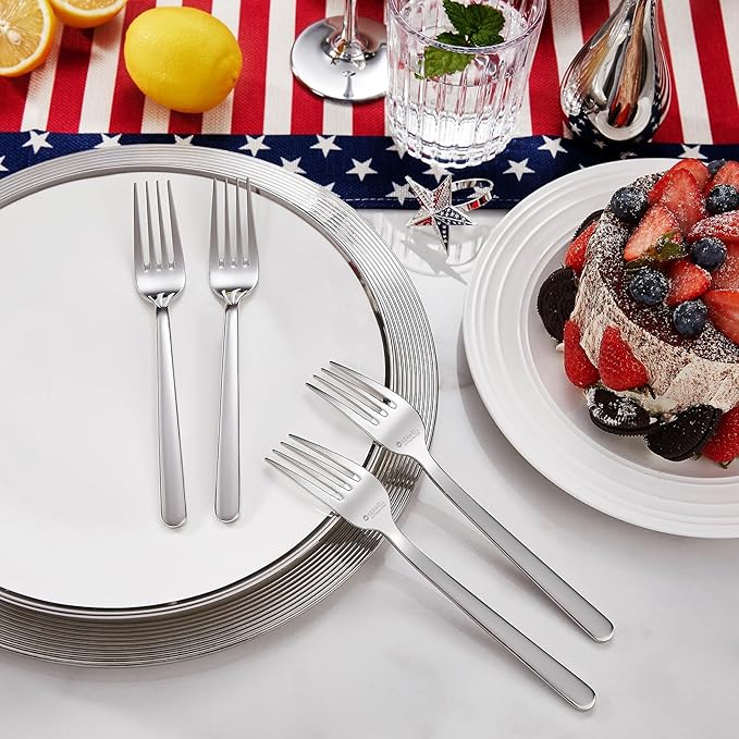 KEAWELL Premium Lucent Silverware Set, 45-Piece Mirror-Polished 18/10 Stainless Steel Flatware, Dishwasher Safe for Refined Dining and Entertaining (45, Silver)