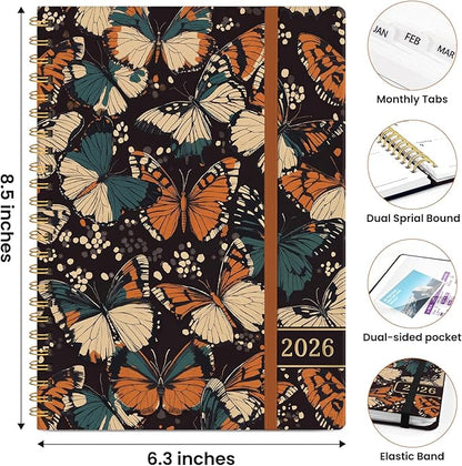 2026 Planner, Weekly and Monthly Planner for Women, Jan 2026 - Dec 2026 Pretty 2026 Calendar Planner with Monthly Tabs, Inner Pocket, Spiral Binding, Perfect for Office Home School - 6.3" x 8.5", Fluttering Night