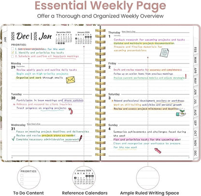 2026 Planner, Weekly and Monthly Planner for Women, Jan 2026 - Dec 2026 Pretty 2026 Calendar Planner with Monthly Tabs, Inner Pocket, Spiral Binding, Perfect for Office Home School - 8.5" x 11", Pastel Floral