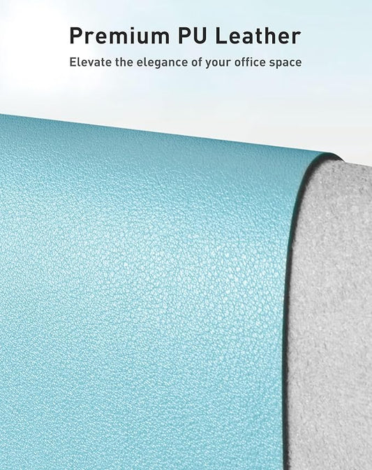 Aothia Faux Leather Desk Mat - Large Mouse Pad, Non-Slip PU Leather Blotter, Waterproof Writing Surface for Office and Home (Blue Topaz, 40" x 24")