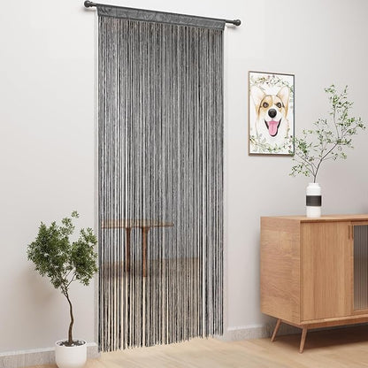 YIIBAII Door String Curtains Fringe Door Curtains for Doorways Window Room Decoration Living Room Divider(39"x110", Grey)