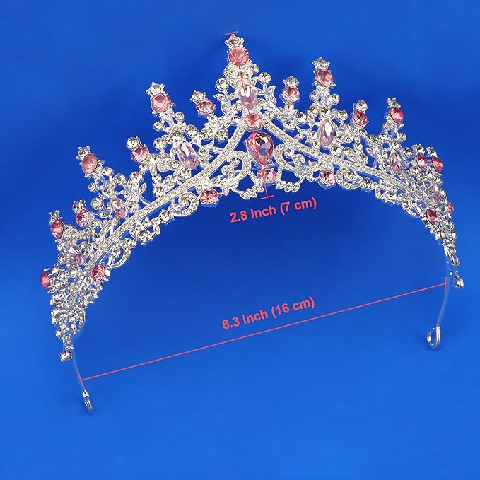 COCIDE Pink Crowns for Women Pink Tiaras for Women Princess Tiaras for Girls Costume Halloween Hair Accessories Royal Crystal Headbands Cosplay Birthday Pageant Bride Headpieces