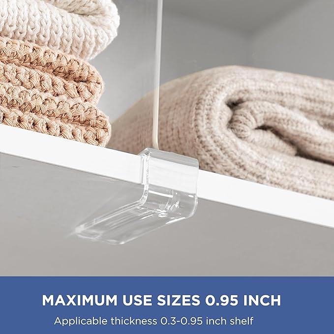 HBlife 30 Pack Clear Shelf Dividers, Vertical Purse Organizer for Closet Perfect for Sweater, Shirts, Handbags in Bedroom and Kitchen, Adjustable Acrylic Bookshelf for Organization