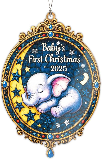 Baby’s First Christmas 2024 Ornament – Baby Ornament – Baby Gifts – Nursery Decor – Christmas Ornament – Christmas Ornament 2025 – White Elephant Gifts - Xmas Tree Funny Decoration RUSATEN Baby2