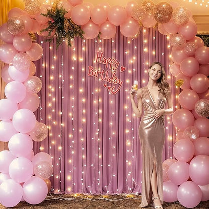 Dusty Pink Backdrop Curtain for Parties Wedding Wrinkle Free Pink Photo Curtains Backdrop Drapes Fabric Decoration for Birthday Party Baby Shower 5ft x 7ft,2 Panels