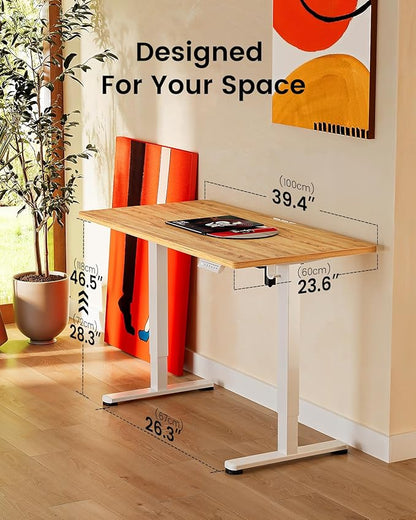 ErGear Height Adjustable Electric Standing Desk, 40 x 24 Inches Sit Stand up Desk, Memory Computer Home Office Desk, Light Vintage Brown