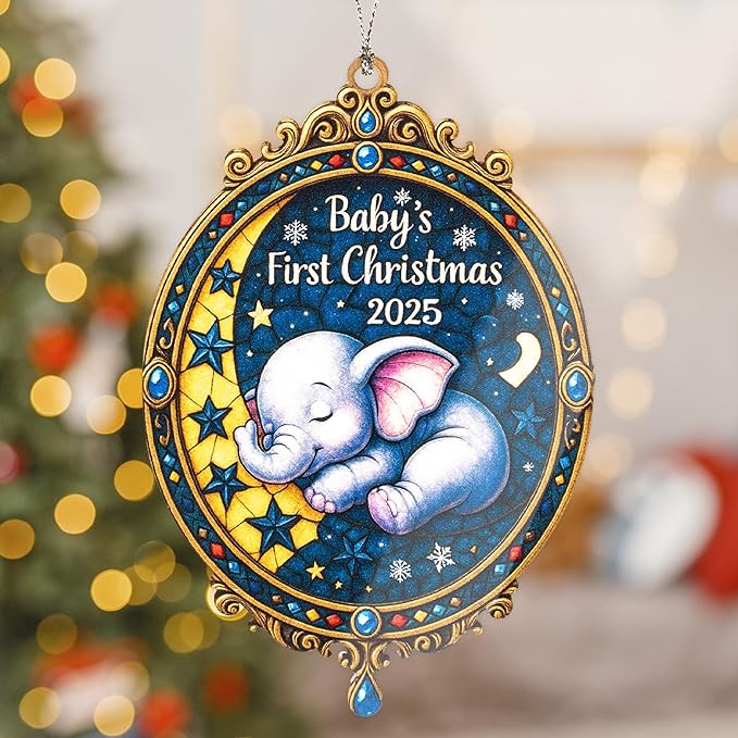 Baby’s First Christmas 2024 Ornament – Baby Ornament – Baby Gifts – Nursery Decor – Christmas Ornament – Christmas Ornament 2025 – White Elephant Gifts - Xmas Tree Funny Decoration RUSATEN Baby2