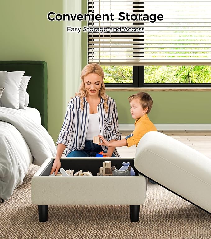 83" Couches for Living Room, Comfy Sofas for Living Room with Storage Ottomans, Teddy Sofa Couch, Tool-Free Loveseat Sofa, All-Wood Love Seat Couches, U Shaped Couch 2 Pillow Included, Beige