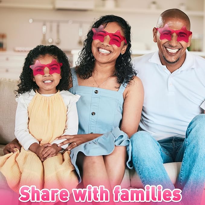 10/20/30/40 Pack Star Sunglasses Rimless Transparent Pentagram Shaped Sunglasses Bulk Party Favor Glasses for Women (30, Rose Red)