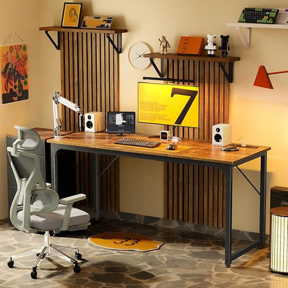 PRAISUN 63 X 24 Inch Office Computer Desk with Power Outlets and USB-C Port, Larger and Longer Gaming Desk, for Home Office, Study, Writing Work from Home Table, Metal Frame, White