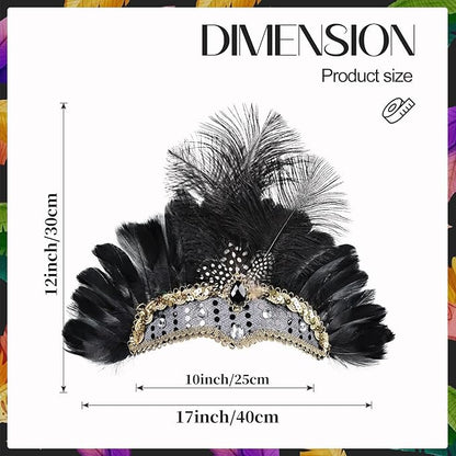Women's Carnival Feather Headpieces Sequin Headdress for Wedding Masquerade Party Cosplay Feather Headbands
