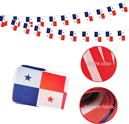 Panama Small String Flags, 50 Feet 38 Pcs Panamanian Pennant Banner Bunting Flags, Patriotic Events, Independence Day, Country Festival, Commemoration, Decorations (Panama)