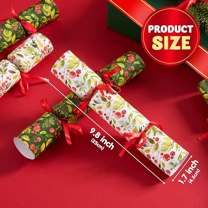 JOYIN 10 Pack Christmas No-Snap Party Favors, Green Xmas Table Favor for Kids Includes Party Hat, Jokes & Gifts, Cute Gifts for Christmas Table Decorations, Dinner Traditions Party Supplies