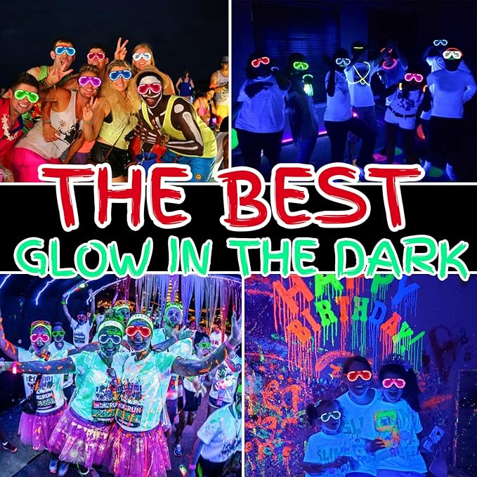 100 Pack Glow in The Dark Glasses Bulk for Kid Adult, 5 Color LED Light Up Glasses with 3 Flashing Modes, Neon Glowing Party Favor Supplies for New Years Eve Birthday Wedding Halloween Goody Bag stuff