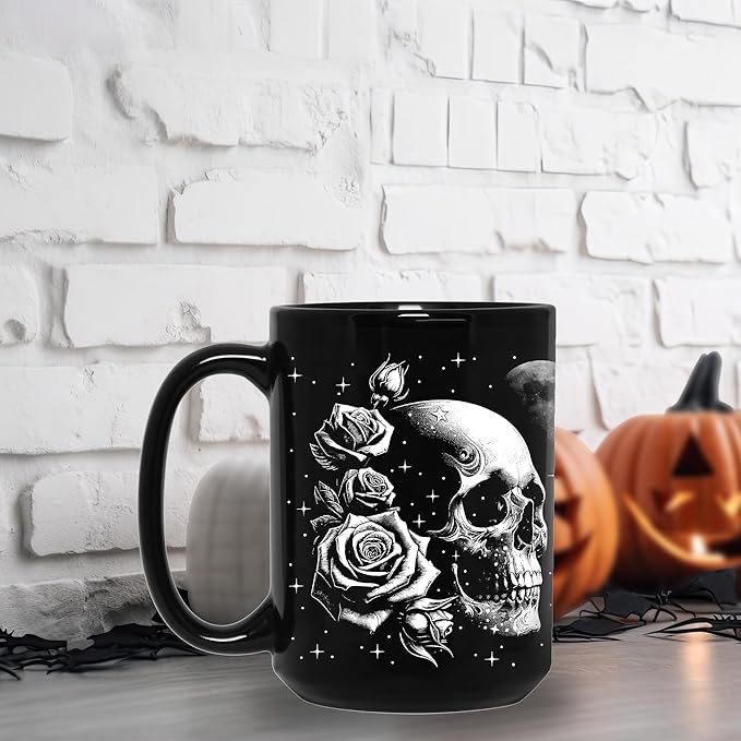 Skull Mug 15oz Goth Gift for Women - Christmas Mugs Witch Gifts for Women Skull Gifts for Men Unique - Gothic Coffee Mug - Witch, Goth Decor Christmas Cup With Skulls Cup Gothic Gift for Men, Dad, Mom