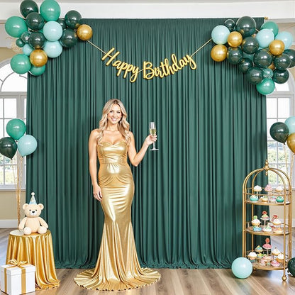 10x10 Hunter Green Backdrop Curtain for Parties Wrinkle Free Dark Green Photo Curtains Backdrop Drapes Fabric Decoration for Baby Shower Birthday Party Photography 5ft x 10ft,2 Panels