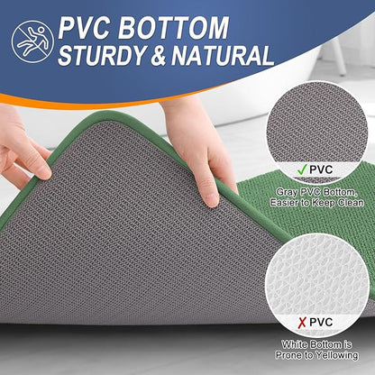 OLANLY Thick Memory Foam Bath Mat Rug 44x24, Extra Soft Absorbent Bathroom Rug, Quick Dry Bath Mats, Non-Slip, Machine Washable Carpet for Bathroom, Tub and Shower, Home Decor Accessories, Olive Green