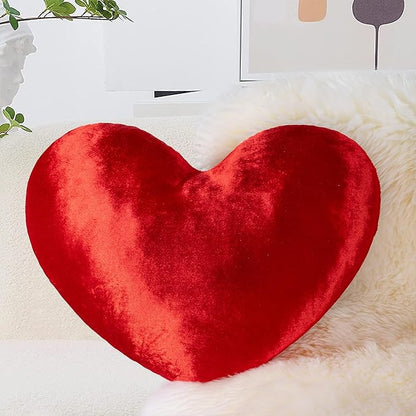 AELS Heart Shaped Pillow, 20 Inches Heart Decorative Throw Pillows, Love Pillows Cute Pillow, Valentines Day Decorations, Wedding Decor, Living Room Bedroom Nursery Decor, Shiny Red